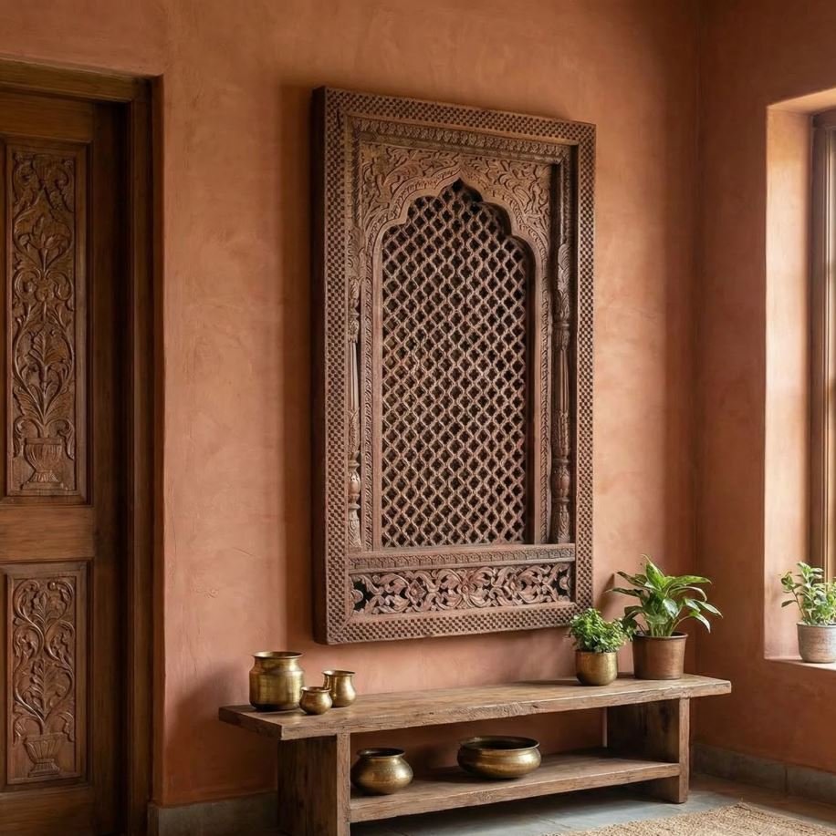 Carved wooden wall panels for traditional Indian home interiors