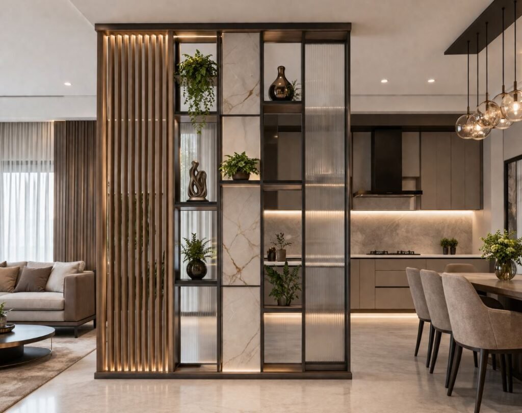 Floor-to-ceiling kitchen partition design for contemporary homes