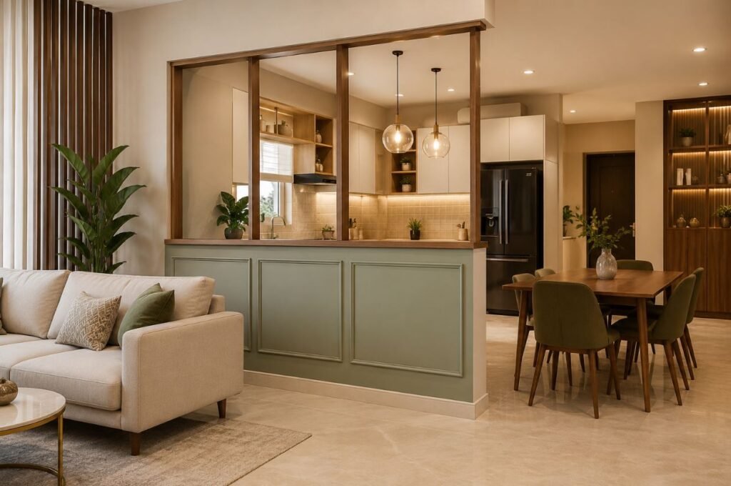 Half-wall kitchen partition design for modern interiors