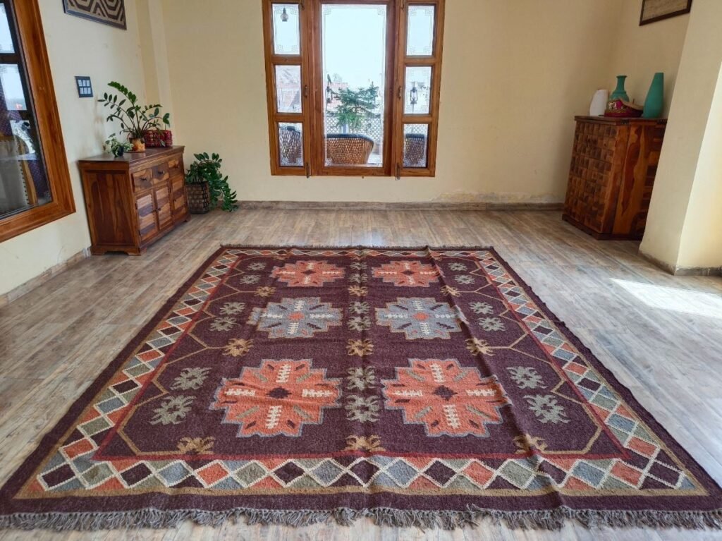 Handwoven rugs and dhurries for traditional Indian home decor