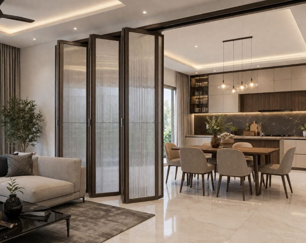 Modular foldable kitchen partition for compact homes