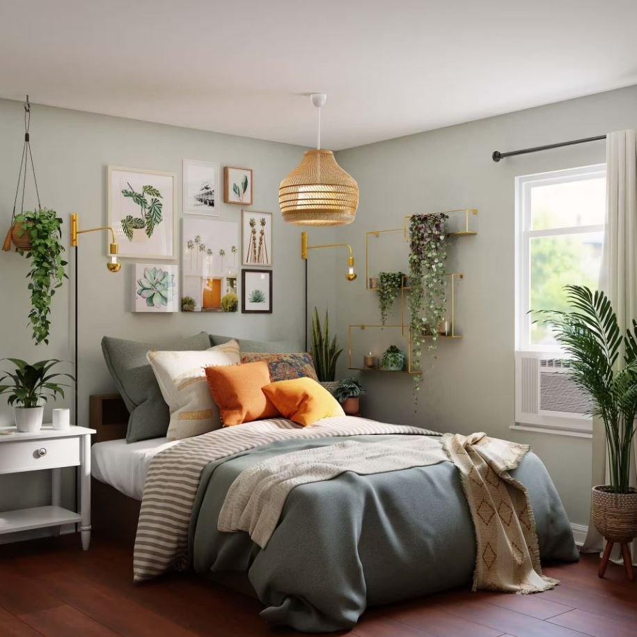 Small indoor plants adding a fresh touch to a dorm room