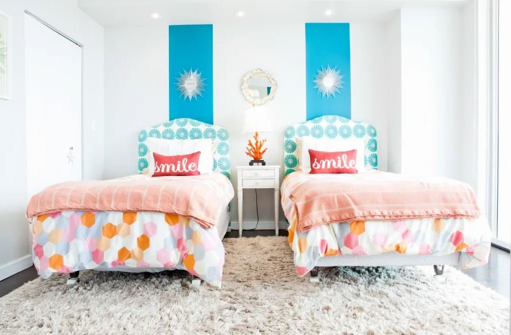 Soft area rug adding warmth and comfort to a dorm room